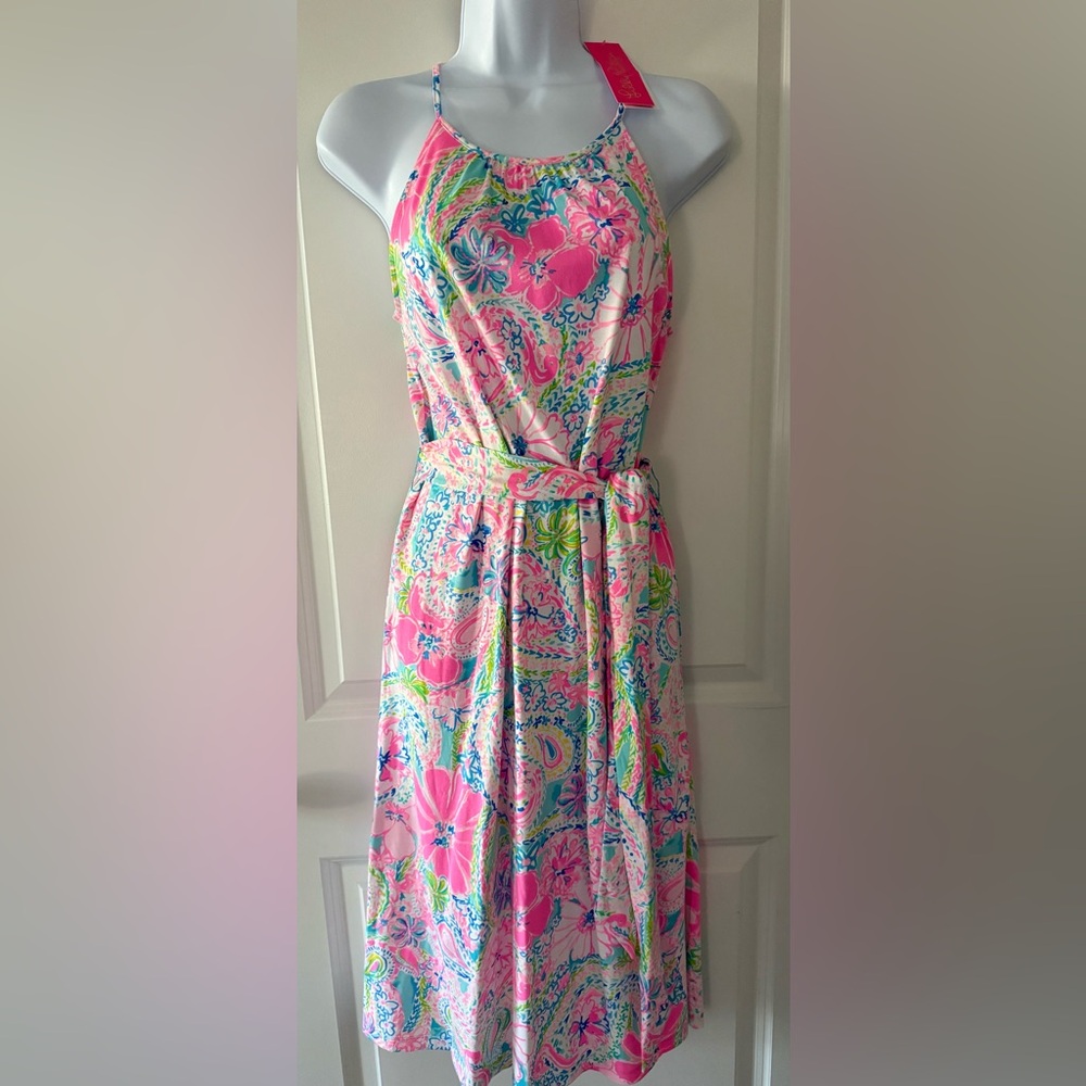 Lilly Pulitzer Pink and Blue Paisley Midi Dress